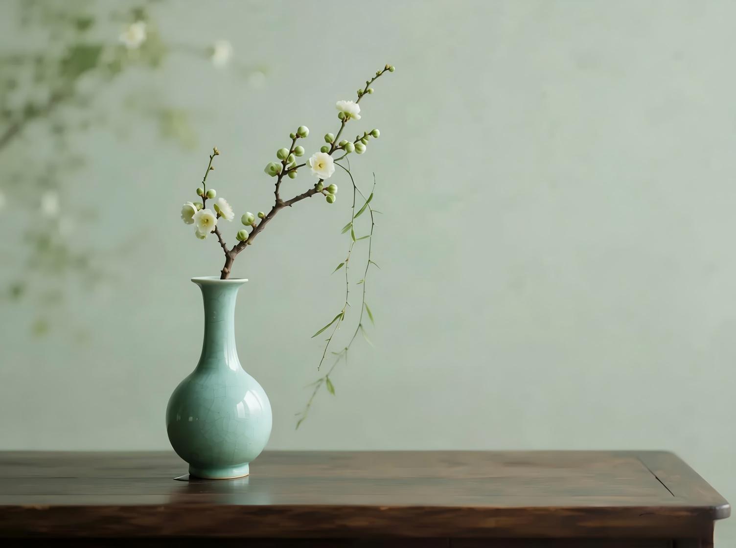Celadon vase with plum blossom branch
