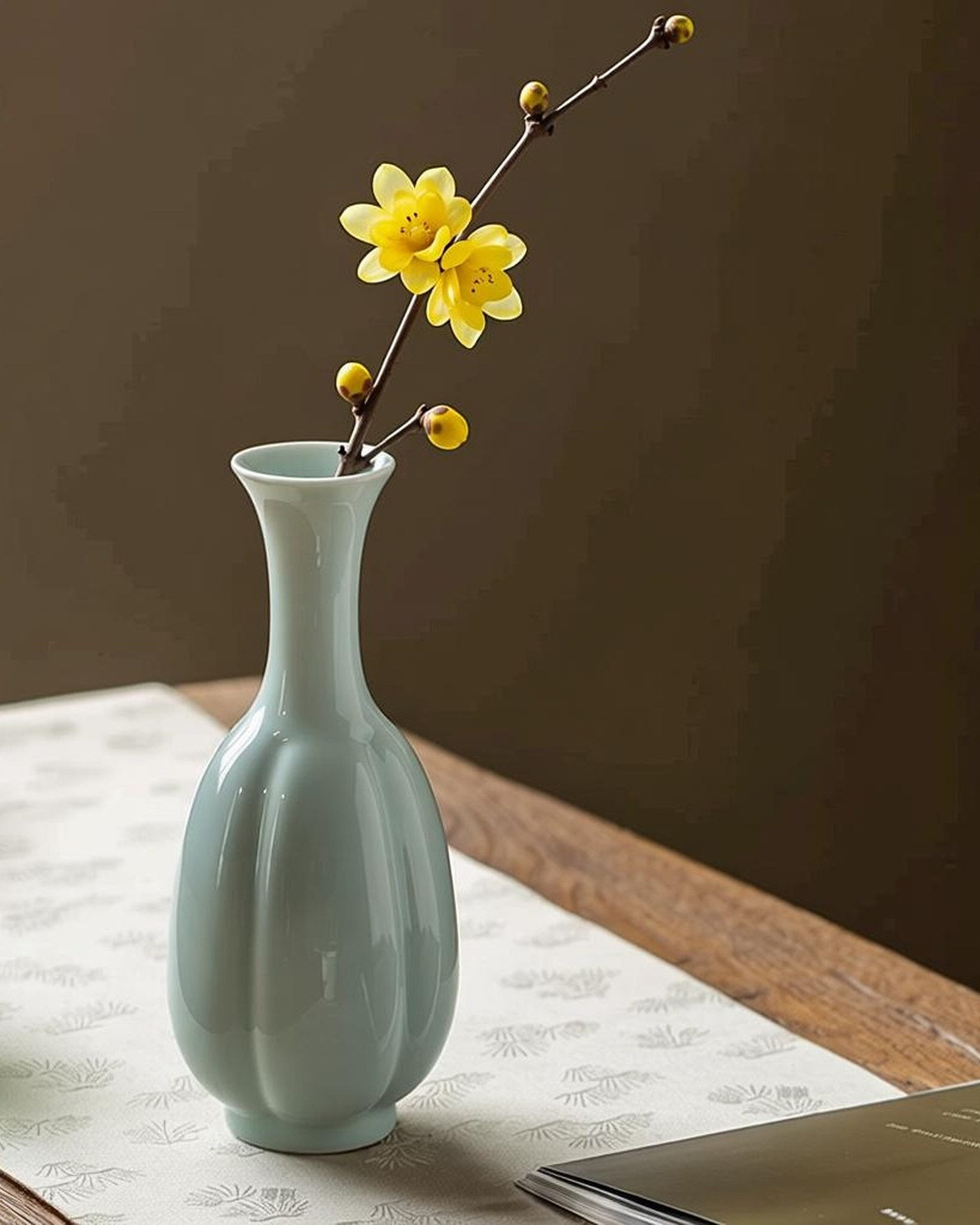 Celadon vase with plum branch